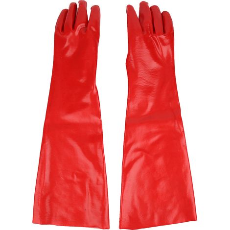Gants anti-chimiques longs en PVC, résistants aux acides, bases, huiles et au froid, protection des mains pour industrie et laboratoire (1/5)