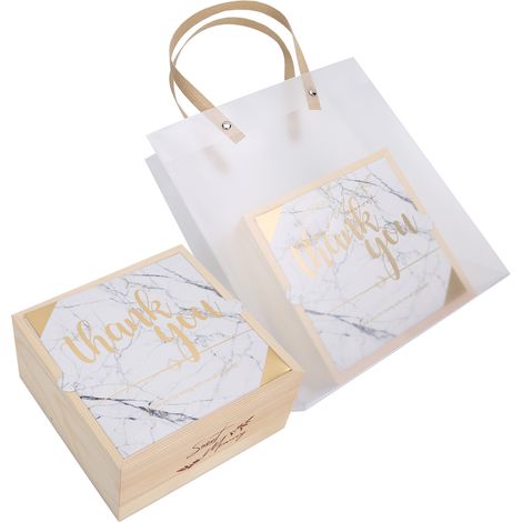 Lot de 2 boîtes cadeaux en bois pour mariage, en PVC, élégantes, pour bonbons, accessoire de fête d'anniversaire n°1 (1/5)