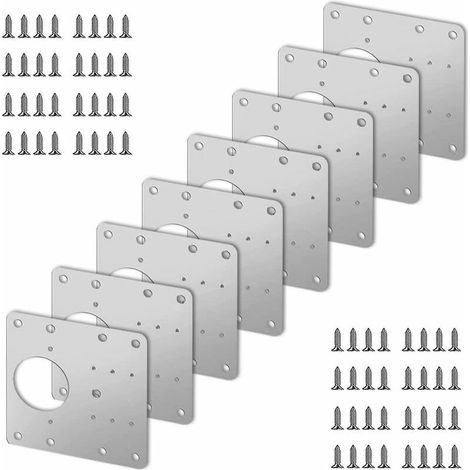 royaluxe- Plaque de réparation de charnière d'armoire en acier inoxydable 8 pièces avec 48 vis (1/5)