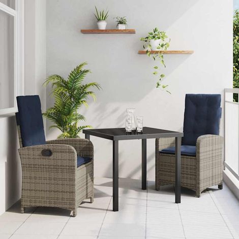 Conjunto de Comedor de Jardín 3 pcs Gris ratán sintético vidaXL (1/5)