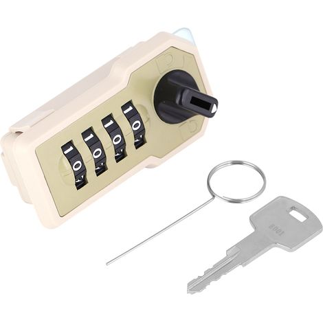 Serrure À Code 4 Chiffres - Pour Armoire Boîte À Outils Tiroir Casier Scolaire - Sans Vis - Avec Clé De Secours - ABS - 1 Pièce (1/5)