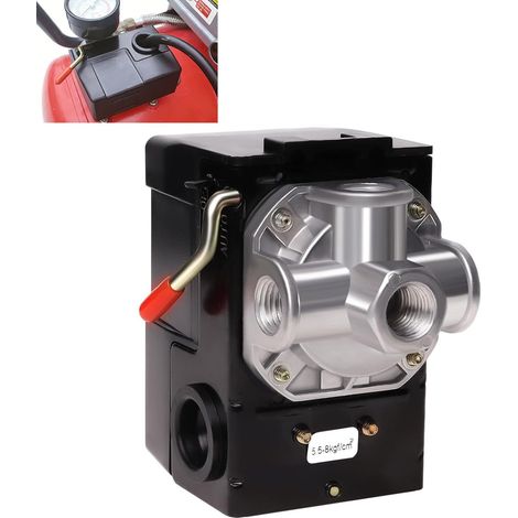 Pressostat LF10-4H pour compresseur d'air, 4 ports 1/4" NPT, 95-125 PSI, 20 A. (1/5)