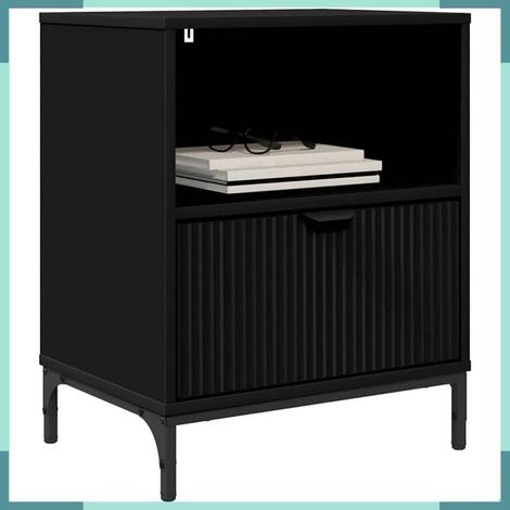 Table de chevet - 883476 - Noir - Bois d'ingénierie - 1 tiroir et 1 étagère (1/5)