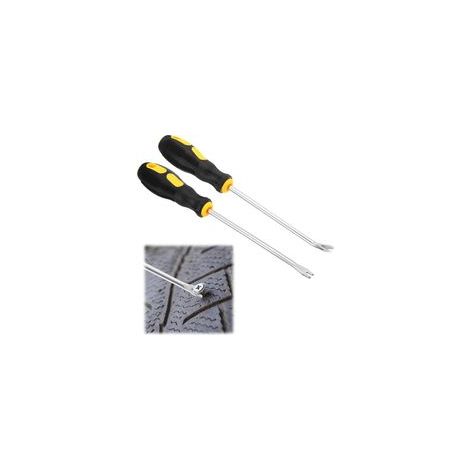 Extracteur de Clous,Outil Levier Extracteur Clous,Arrache Agrafeuse Tapissier,Agrafeuses Dissolvant d'ongles,Outil pour Retirer Les Agrafes de Construction,Arrache-clous en V Droit et Incurvé,2PC