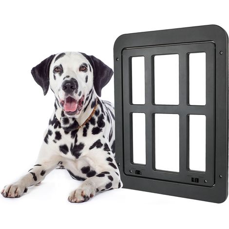Gatera para puertas mosquiteras para gatos y perros, con cierre magnético automático y sistema de bloqueo bidireccional. (1/2)