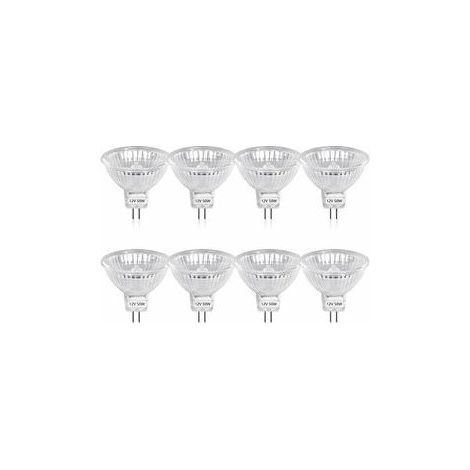 50w Gu5.3 Mr16 Ampoule Halogène Dimmable, Dc 12v Basse Tension 2 Broches Base Spotlight Réflecteur Ampoules, 800 Lumen, Blanc Chaud 2800k8-Pcs (1/5)
