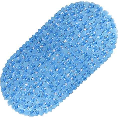 Alfombrilla de baño antideslizante, fácil de limpiar, 36 x 69 cm, azul claro. (1/2)