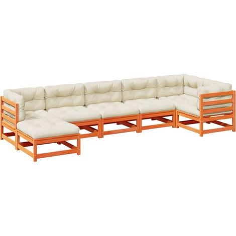 Maison Exclusive - Set de sofás jardín 7 pzas con cojines madera (1/5)