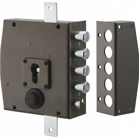 Serratura triplice 3 punti per cilindro europeo, da applicare, acciaio, 154x140 mm, destra, 5 chiavi - THIRARD (1/3)