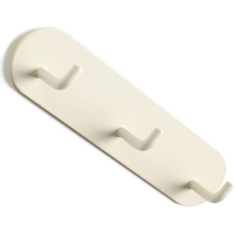 Iron Wall Hook, 3 Hooks with Adhesive Backing (cream) (1/5)