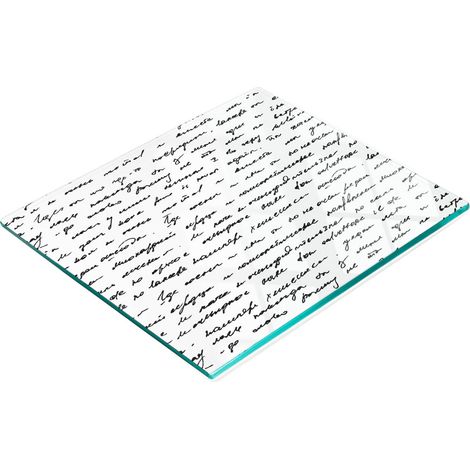 Planche à découper et à servir décorative en verre pour la cuisine, motif lettres, 60 x 52 cm (1/5)