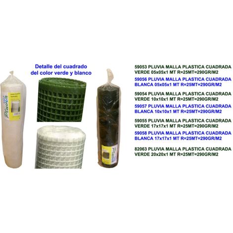 Rete plastica quadrata verde 290 g/m2 17x17 1 m R25 m