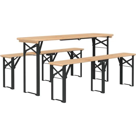 Set Tavolo Birreria Pieghevole 3 pz in Legno Massello di Abete vidaXL (1/4)