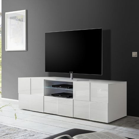 Meuble TV design laqué blanc 180cm MADO (1/5)
