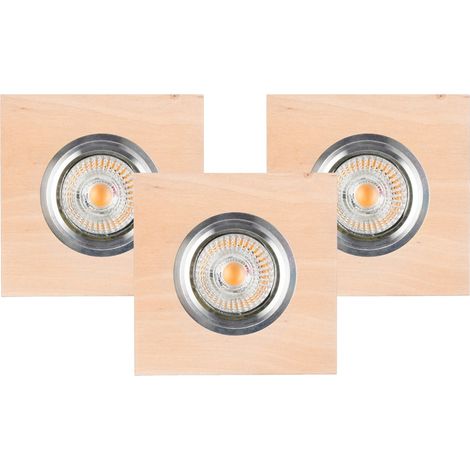 Lot de 3 Plafonnier encastrable en Bouleau Naturel Plaque Bois 10 cm VITAR (1/2)