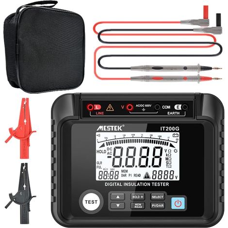 Testeur de résistance d'isolement numérique IT200G, mégohmmètre multifonction 2 500 V-200 GΩ pour mesures de tension CC/CA, d'indice de polarisation et de taux d'absorption. (1/5)