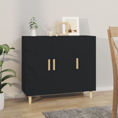 Sideboard Schwarz 90x34x80 cm Holzwerkstoff (1/5)