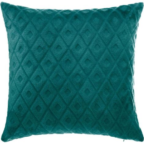 Coussin Déhoussable "Losange 3D" 40x40cm Bleu Canard (1/2)