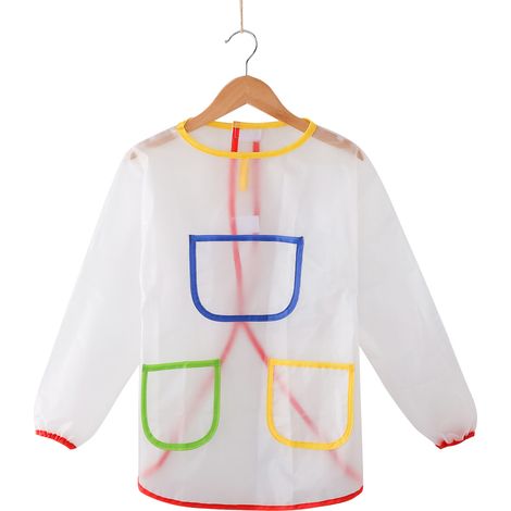 Tablier de protection smocks pour enfants peinture vêtements smocks smocks à manches longues hommes et femmes peinture art vêtements maternelle dîner dos vêtements taille L 1 pièce (1/2)