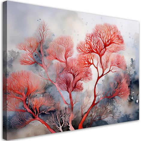 Quadro su tela, Piante astratte rosse - 60x40 (1/5)