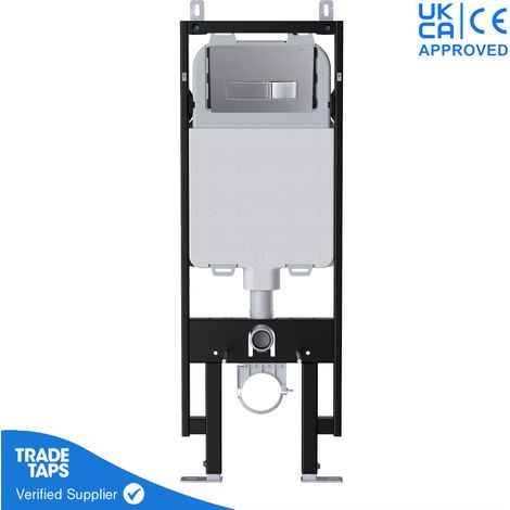 Wall Hung Toilet Concealed Cistern with VIVA Slim Frame Dual Flush Adjustable 1.14-1.35m & Square Chrome Flush Plate (1/5)