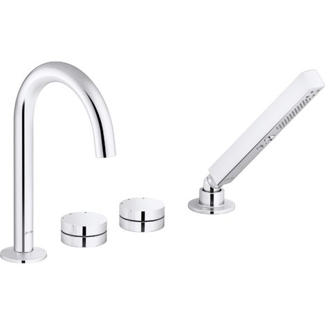Mitigeur baignoire mécanique sur gorge JACOB DELAFON Grands Boulevards chromé + pommeau de douche 2 jets + corps encastré