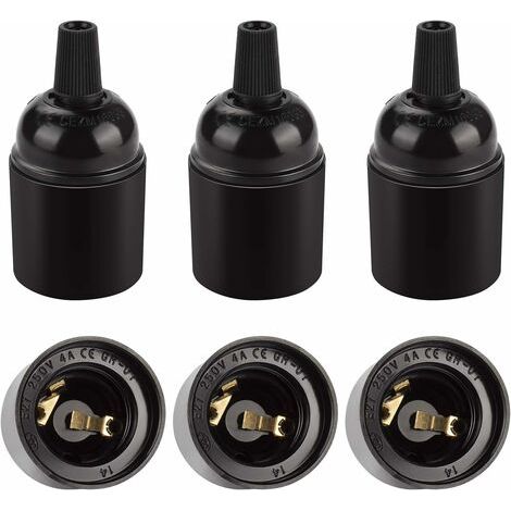 Portalampada E27 nero vintage, lampada a sospensione Edison retrò, adattatore portalampada in bachelite solida, perfetto per progetti decorativi, industriali e fai da te, set da 6 (1/4)