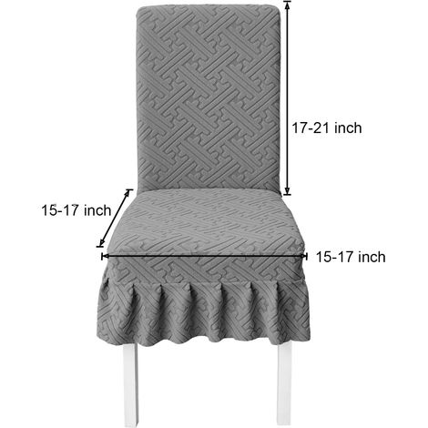 Ensemble de 2 housses de chaises de salle à manger, housses élastiques avec jupe, lavables, idéales pour les restaurants, cafés et salles de réception - Gris (1/5)