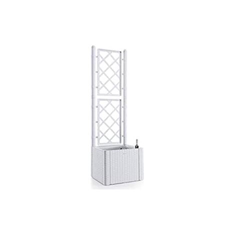 Fioriera + Grigliato Natural Deluxe Stefanplast Pp Rattan Bianco Cm 43X43 H.Cm 142 - 1 Pz (1/4)
