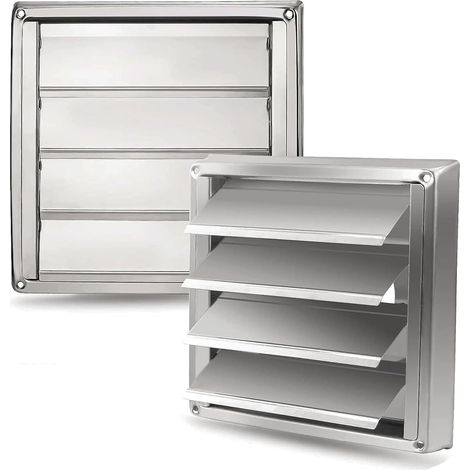 Grille d'Aération en Acier Inoxydable 150 mm -Résistante aux Intempéries avec Volets de Fermeture Automatique Anti-Retour-Parfaite pour Sèche-linge,Hottes, Ventilations,Conduits d'Échappement (1/5)