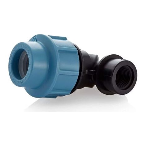Raccord réducteur à compression coudé à 90 degrés en plastique MDPE PE, adaptateur femelle 3/4" 25 mm (1/4)