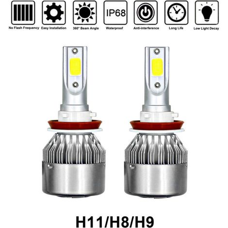 Conversion de Phares à LED C6 H11 - JINFGERNE - Haute Luminosité 6000K, Installation Rapide, Luminescence à 360°, Dissipation de Chaleur Efficace pour Voitures
