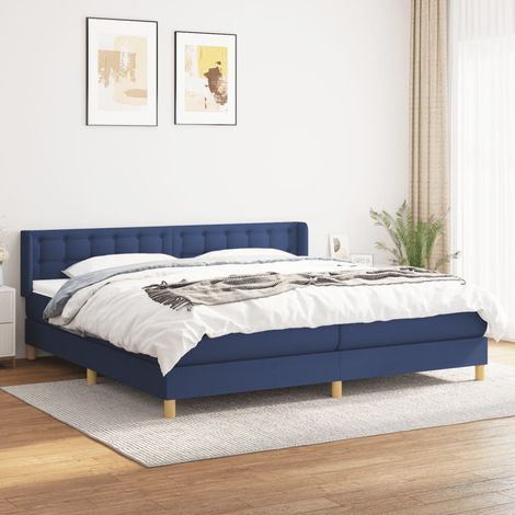 Boxspringbett mit Matratze Blau 200x200 cm Stoff (1/5)