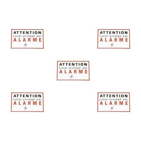 Pack 5 Pièces d’Etiquettes Signalisation Adhésive - Sticker Alarme Sécurité, Autocollant Dissuasif, Protection Dissuasive