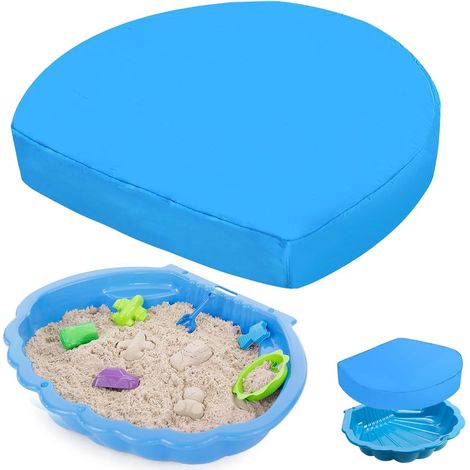 Bâche de protection pour bac à sable rond en forme de coquillage - 100 x 15 cm - Bleu - Convient pour l'eau, les coquillages et le sable (1/5)