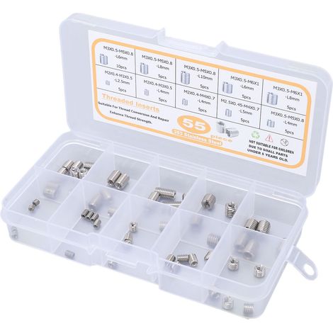 Assortiment de 55 écrous à sertir filetés M2, M
2.5 et M3 en acier inoxydable pour réparation (1/5)