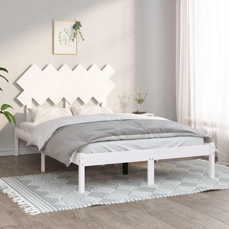 vidaXL Estructura de cama doble de madera maciza blanco 135x190 cm (1/5)