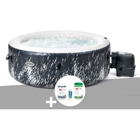 Kit spa gonflable Intex PureSpa Galaxie rond Bulles avec LED 4 places + Kit de traitement brome