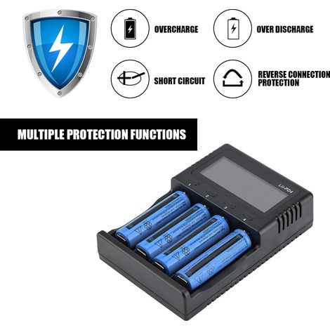 Chargeur de batterie LCD Liitokala Lii pD4 à 4 emplacements, intelligent, 110-240 V (États-Unis) (1/5)