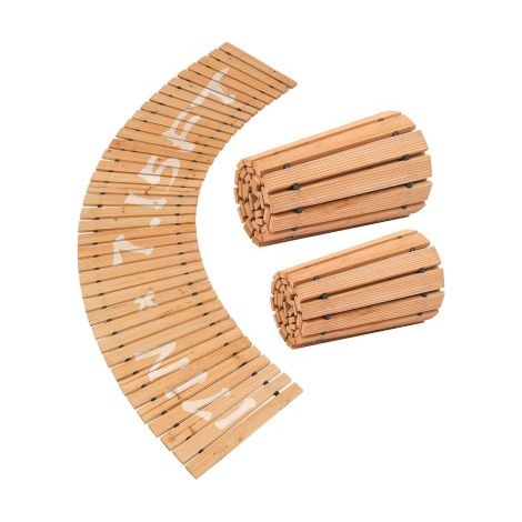 Rollweg Gartenweg 218x43 cm, Ausrollbarer Holzweg, Gehweg aus Zedernholz mit Drahtseilverbindung, Holztritt, Gartentritt, dekorative Trittplatten für Strandpromenade, Hinterhof, Terrasse (1/5)