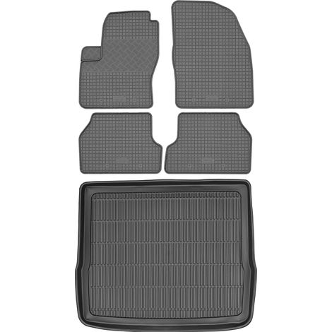 Juego de alfombrillas de goma para coche y alfombrilla para maletero para Ford Focus II Estate (2004-2011).