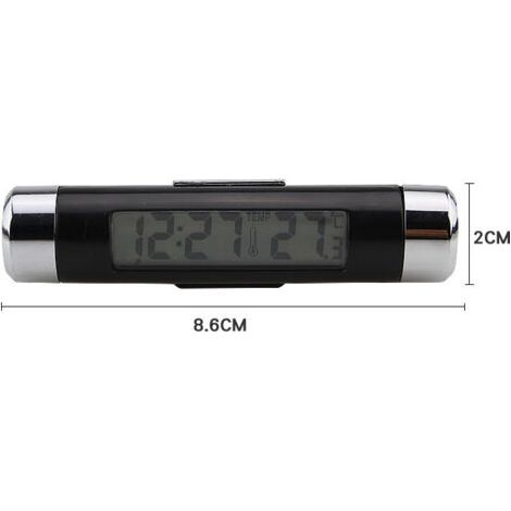 Thermomètre à clip numérique LCD pour voiture Horloge numérique à LED pour voiture Thermomètre Tableau de bord de véhicule Horloge électronique Heure (1/4)