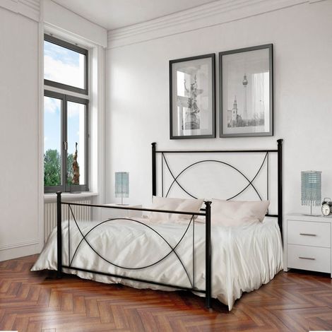 Letto in ferro una piazza e mezza con pediera Nero LAGUNA 126x208x h117 cm