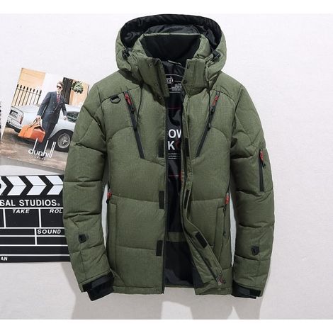 Veste thermique homme coton vert XL coupe courte, blouson polaire léger pour homme, veste chaude décontractée taille XL (1/3)