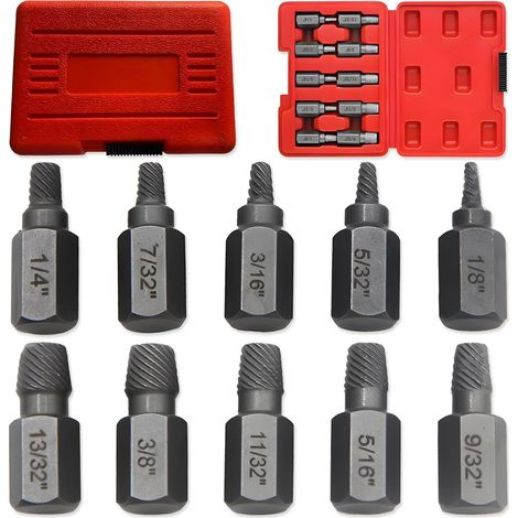 10-teiliges Schraubenausdreher-Set, Werkzeug zum Entfernen von Schrauben mit abgebrochenem Kopf, EasyOut-Innensechskantschrauben-Ausdreher, Set zum Ausdrehen abgenutzter Schrauben für abgebrochene, ru