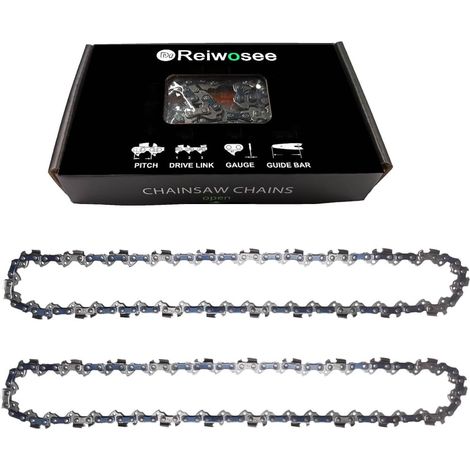 Chaînes de Scie à Chaîne pour mini Tronçonneuse Rechargeable 2pcs 8 pouces, Pas 1/4", Jauge 0.043"(1.1mm), Maillons d'entraînement 48DL Longueur de coupe utile 20cm (1/5)