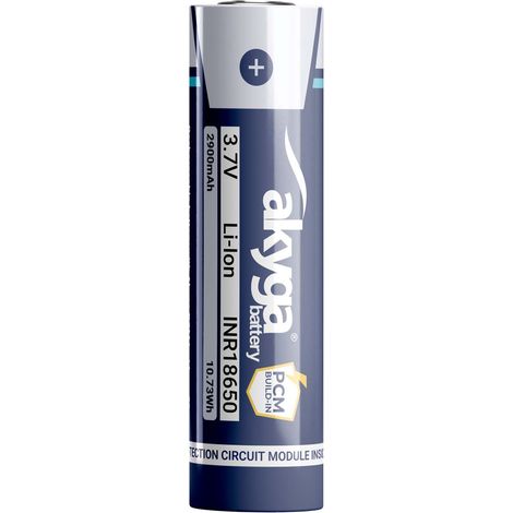 Batería de iones de litio INR18650 Akyga AKY2455 de 3,7 V / 2900 mAh con protección (1/2)