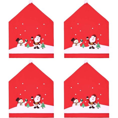 4-teiliges Set Weihnachts-Stuhlhussen, Weihnachtsmann-Stuhldekoration für Weihnachtsfeier (1/5)