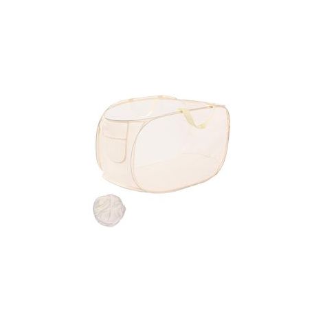 1pcs Panier a Linge Pliable, Corbeille a Linge Pliable, Panier à Vêtements Pliable, Panier à Linge Sale Pliable, Pop Up Corbeille à Linge en Maille pour Salle de Bain,Chambre à Coucher(Beige)