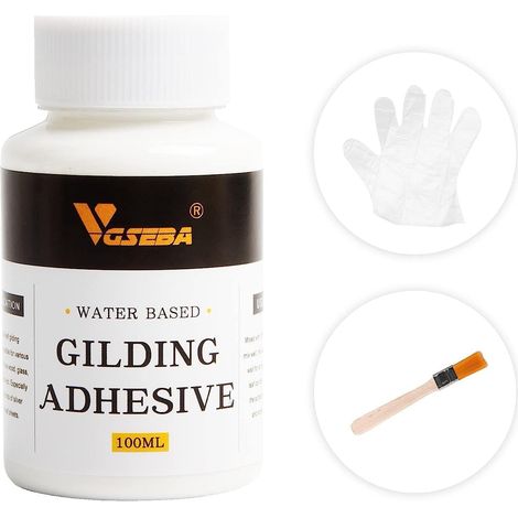 Colle feuille d'or pour l'artisanat, l'art, la dorure (100 ml + pinceau + gants) (1/5)